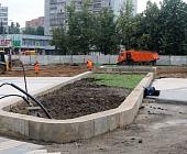 На площади Юности обрисовались контуры будущих цветников и пешеходного фонтана